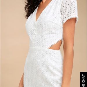 Lulu’s BRIGITTE WHITE LACE CUTOUT DRESS